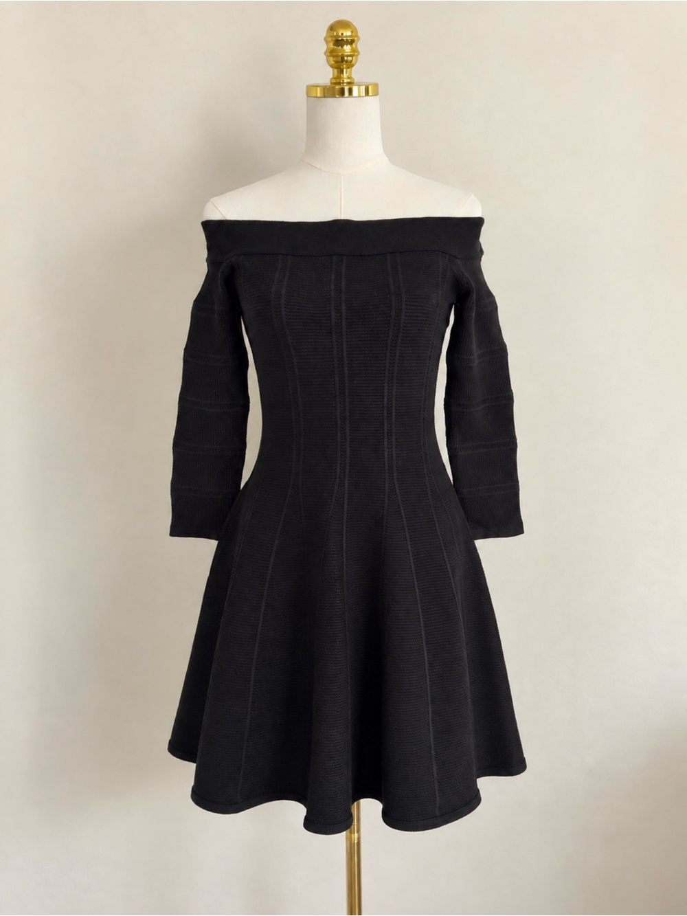 Eliza J Off-Shoulder Fit & Flare Black Mini Dress - Small